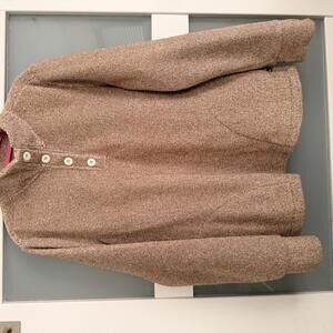 Beige Button-Up Sherpa Pullover Sweater-Women’s